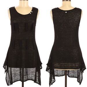 CATY LESCA Lagenlook Boho Crochet Tunic Top S